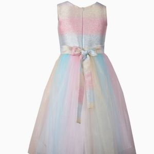 bonnie jean metallic ombre rainbow mesh dress